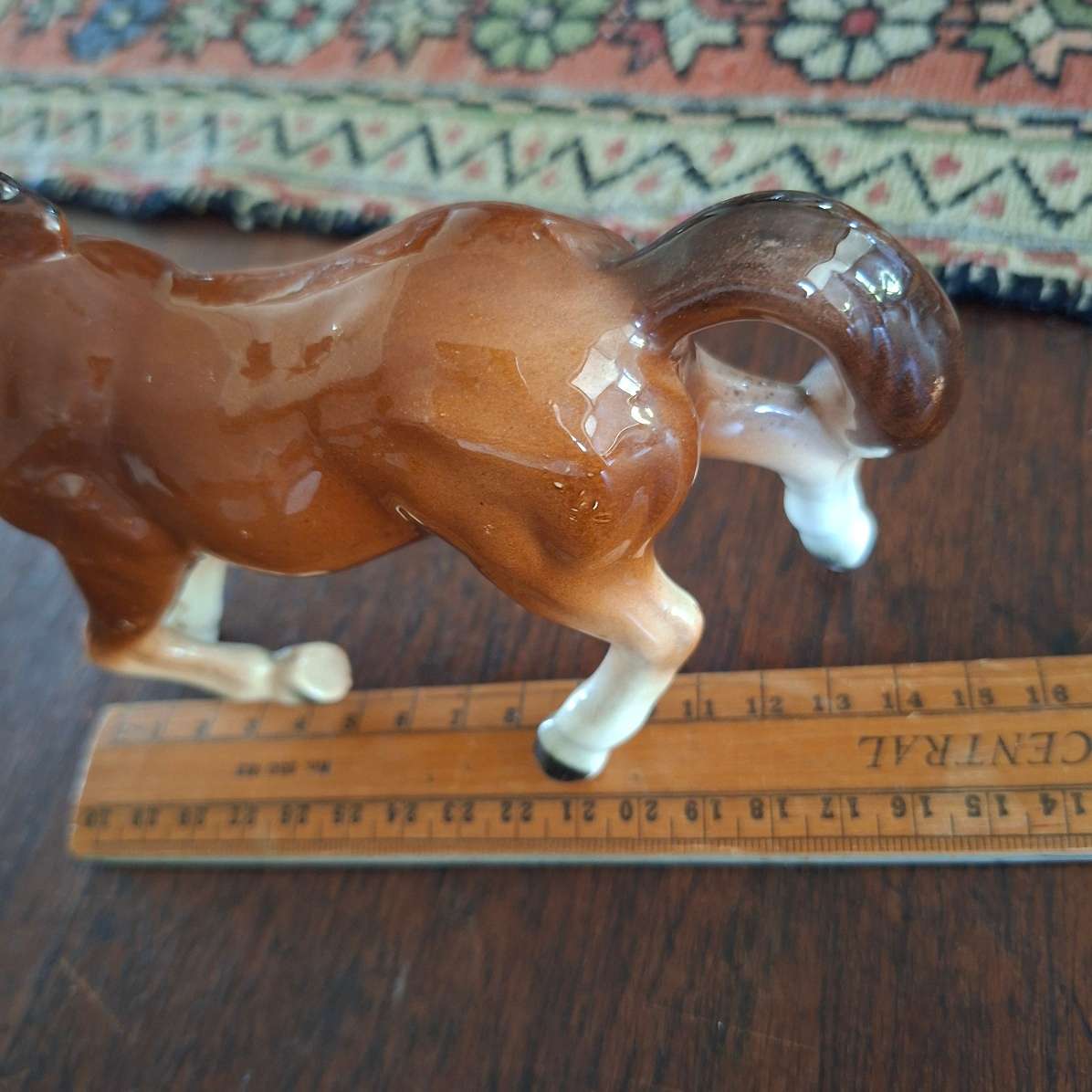 Porcelain capri horse mare and 2 twin foals