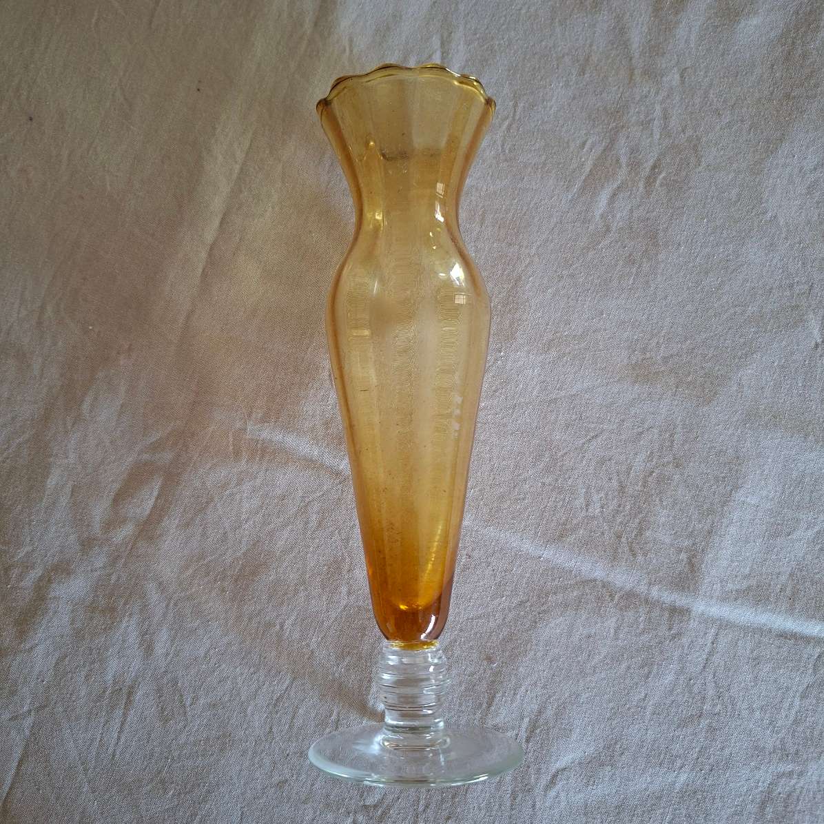 Amber glass bud vase