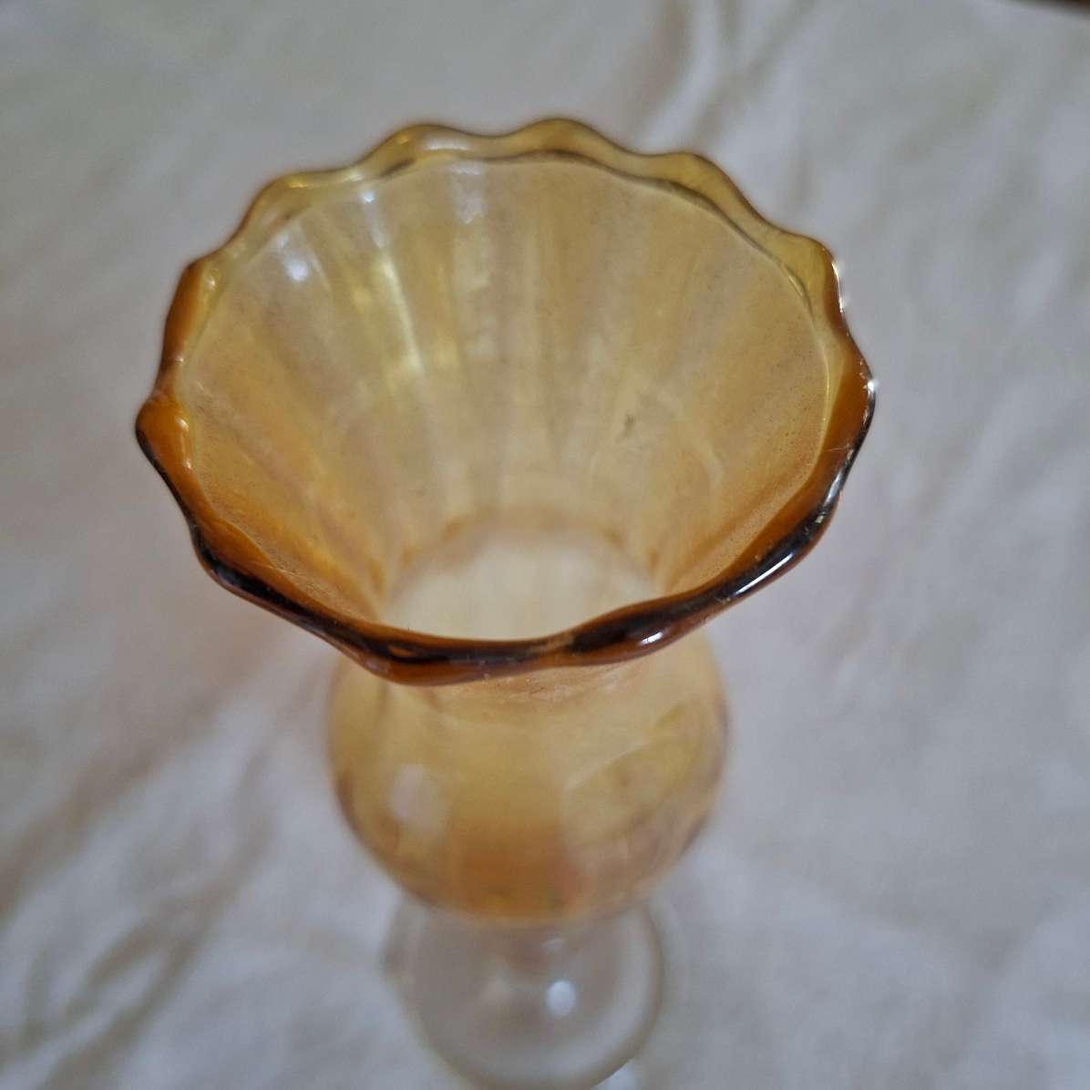 Amber glass bud vase
