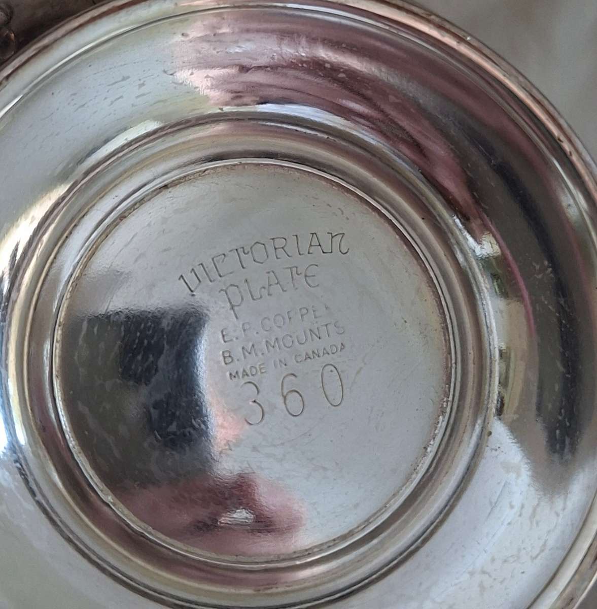 Canadian silverplate on copper tea/coffee set