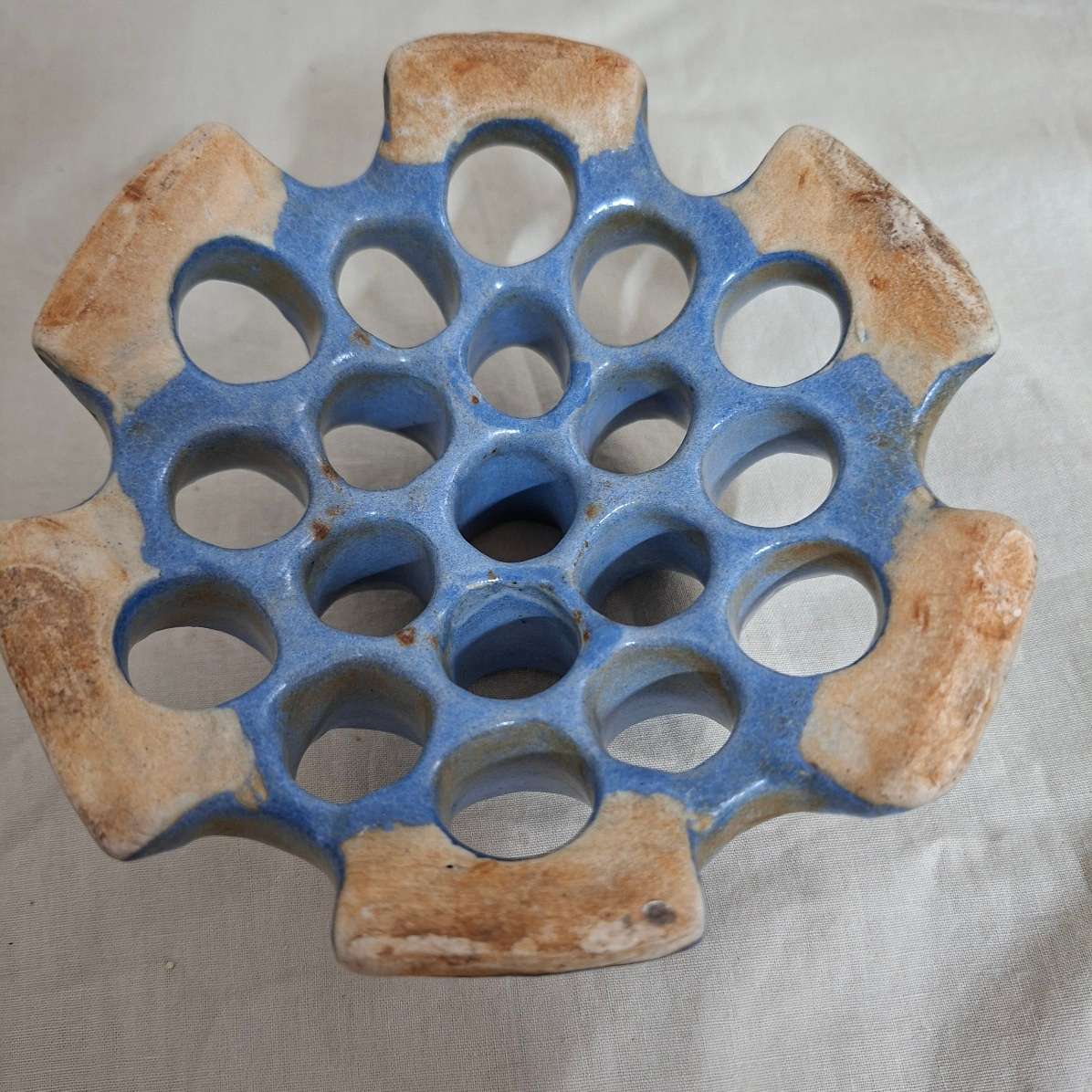 Blue ceramic Flower frog - flower arranging