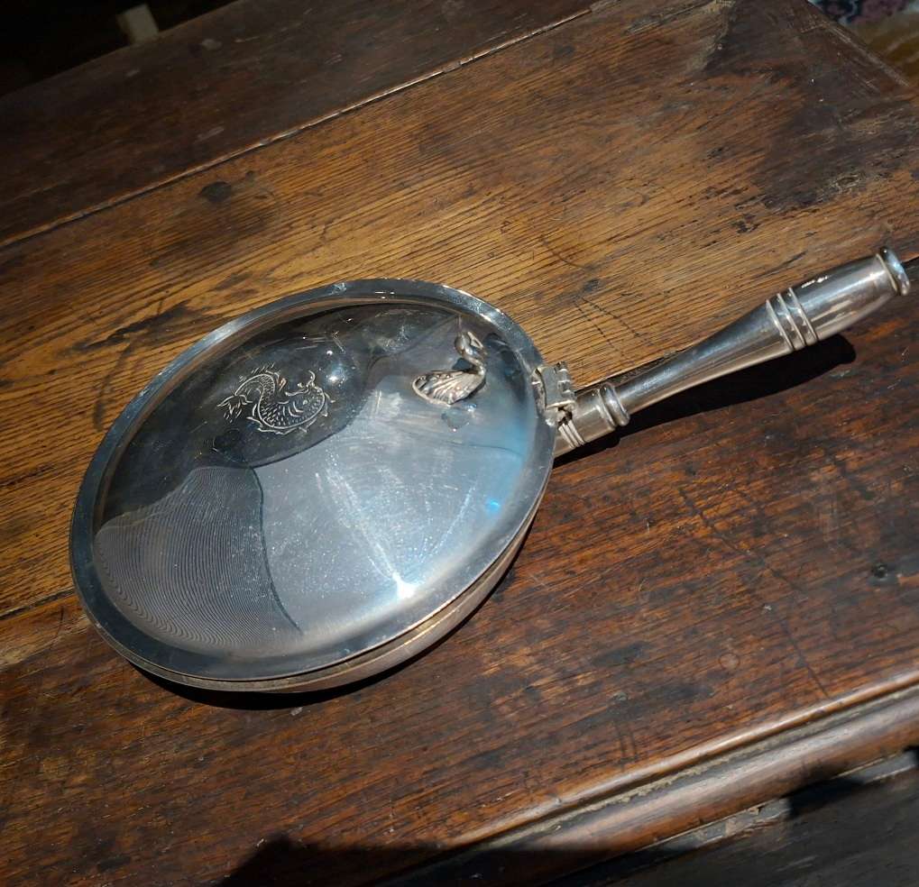 Silver plate on copper - crumb tray,  crumb pan, silent butler.