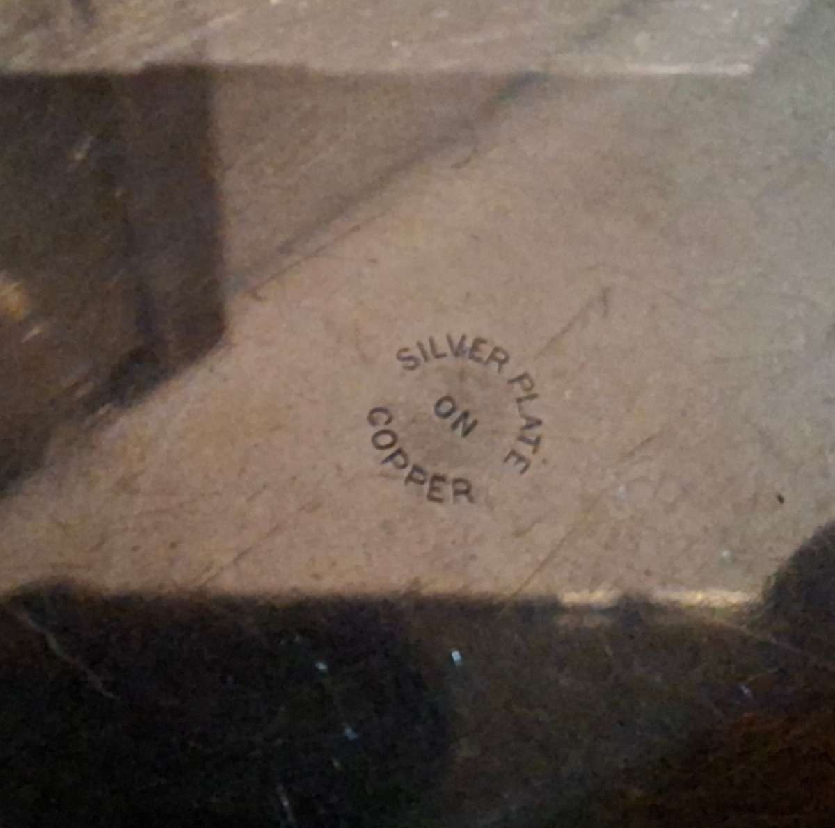 Silver plate on copper - crumb tray,  crumb pan, silent butler.