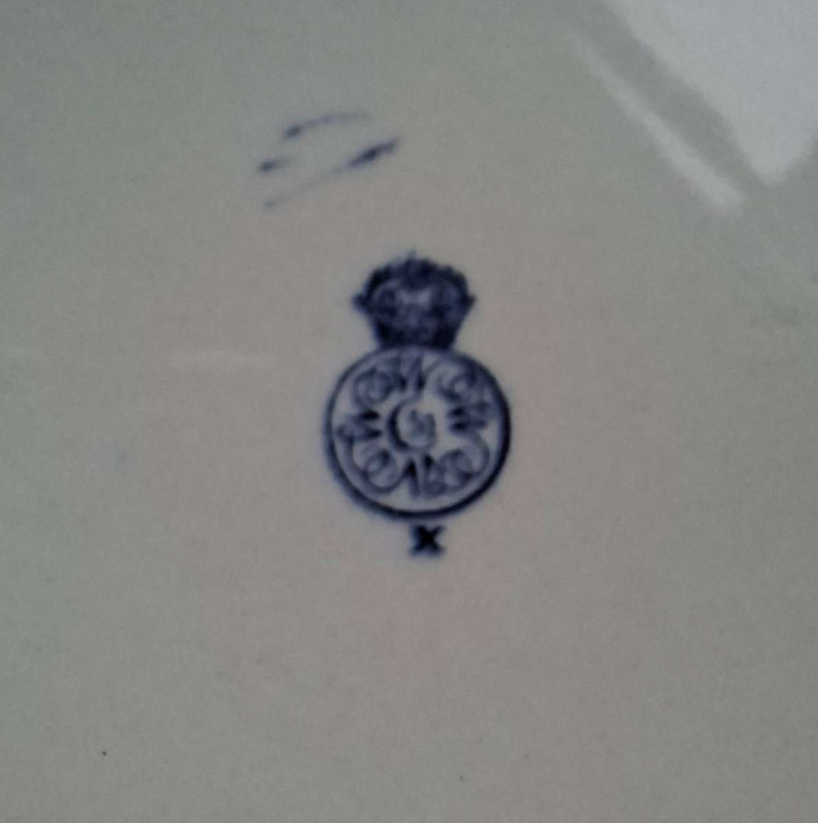 large antique Doulton dinner plate - 26.5 cms - blue and white chintz design