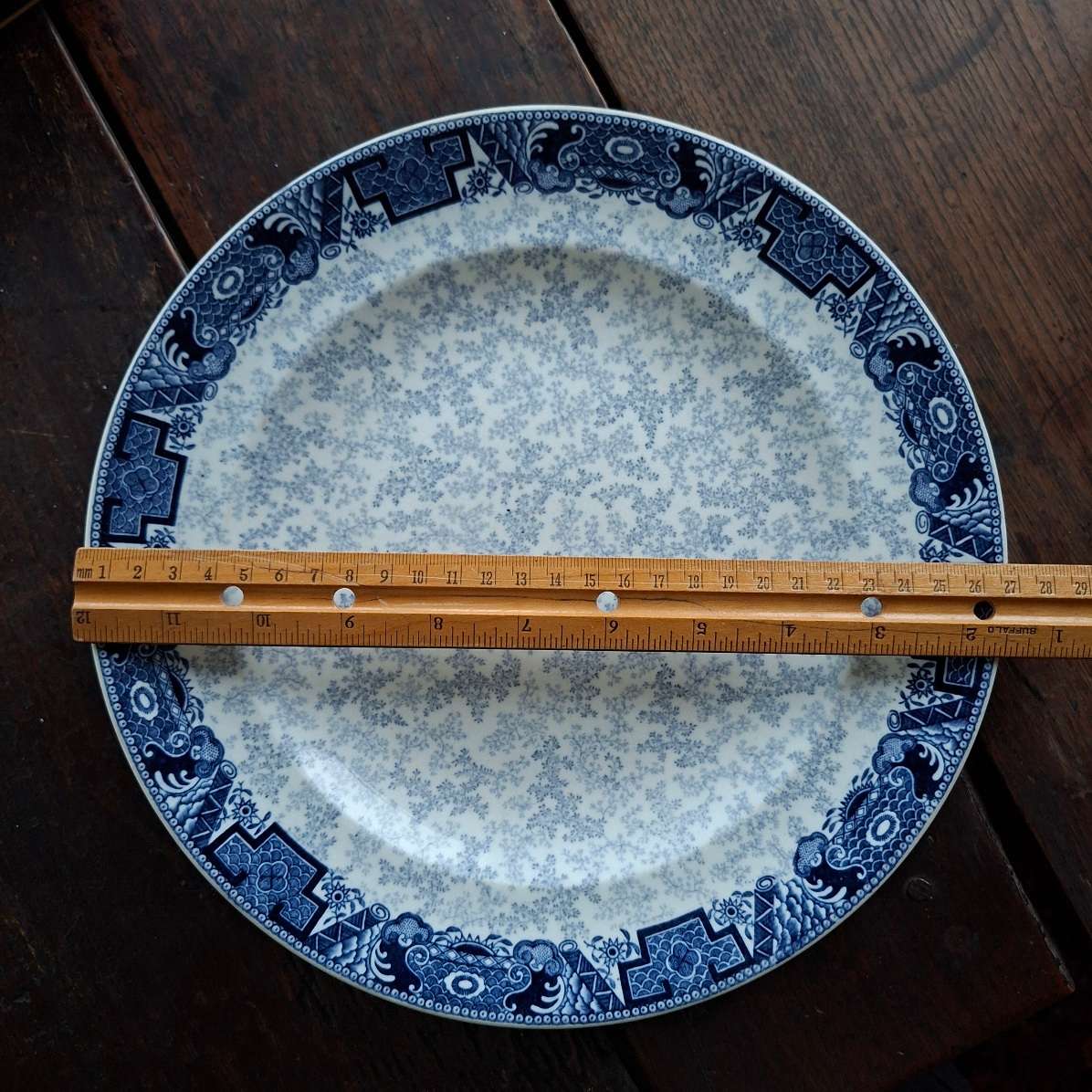 large antique Doulton dinner plate - 26.5 cms - blue and white chintz design