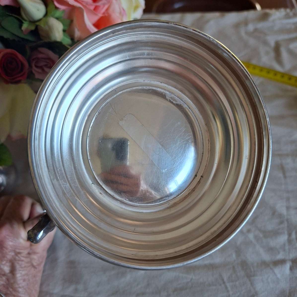 Large silver plate ice water jug - 23 cms tall - 2 lit capacity