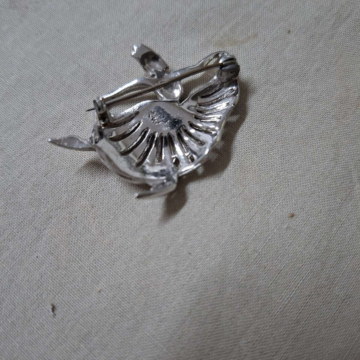 Silver metal ballet dancer brooch