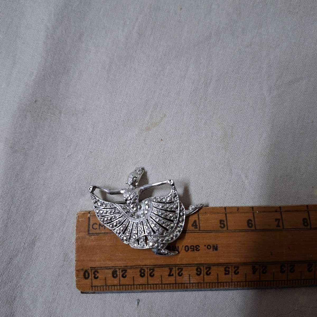Silver metal ballet dancer brooch