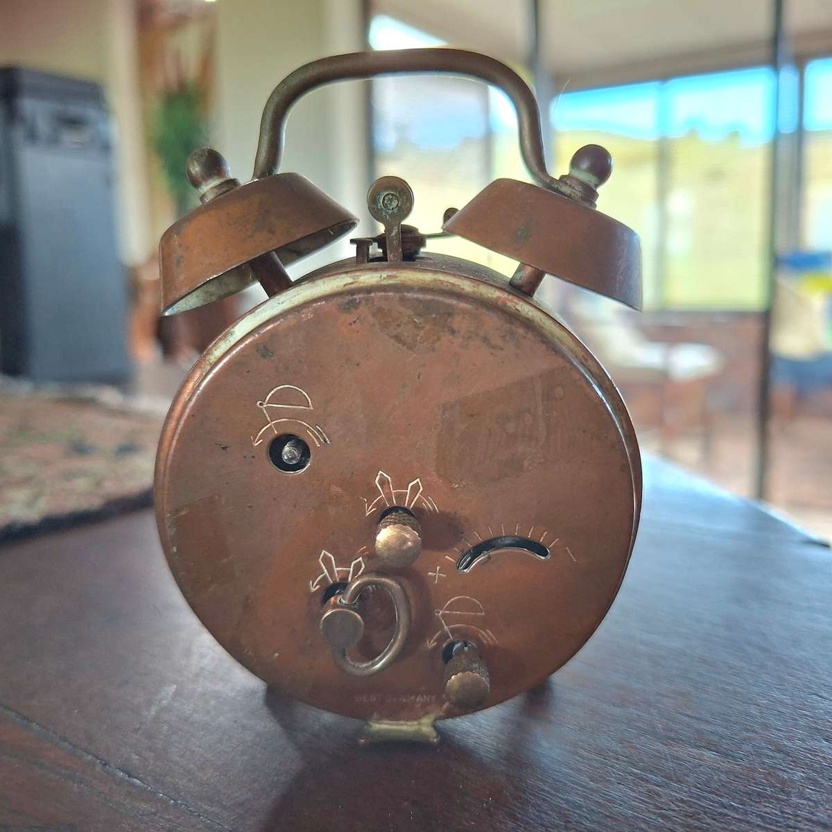 West german alarm clock B.M.D.  Copper casing? Not working.