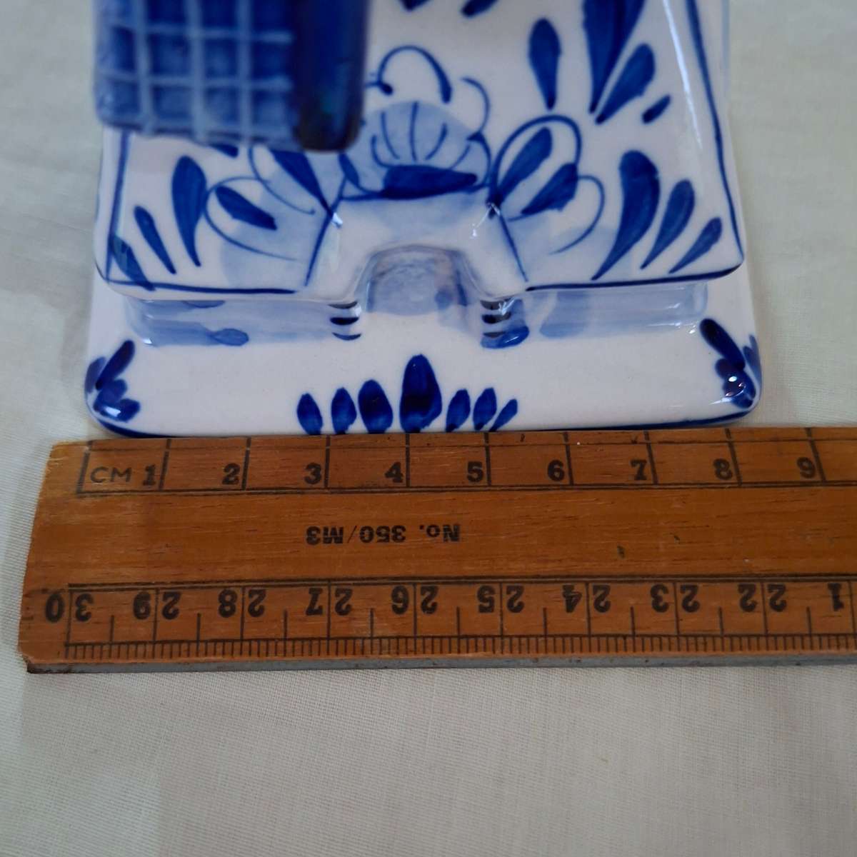 Blue Delft - 2 ceramic dutch windmills - handpainted 17 cms to top of blades