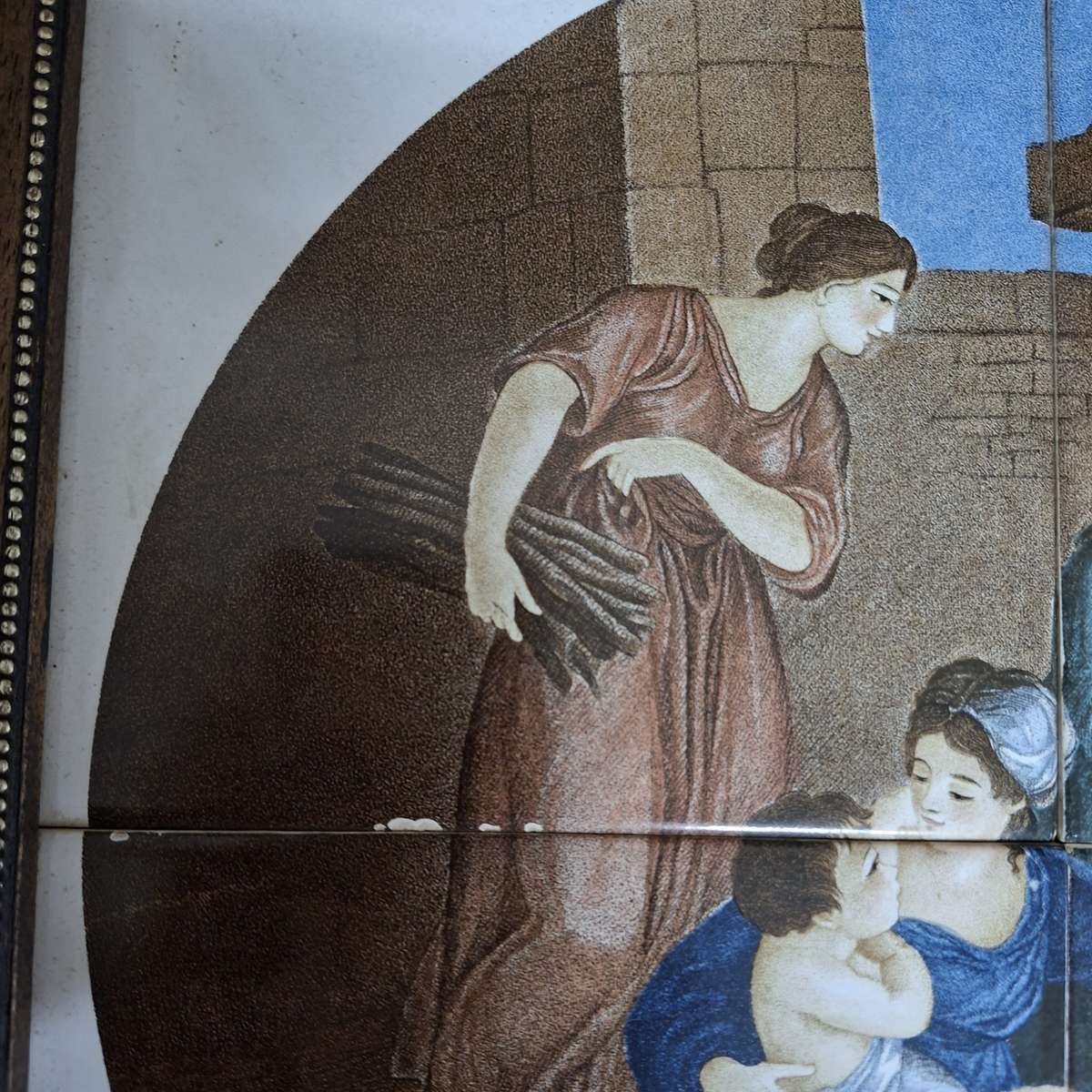 4 SA vintage Pilkington tiles framed Figural mother and child design