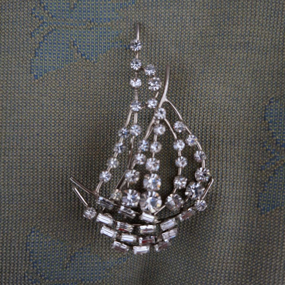 Two vintage brooches - real marcasite and rhinestones