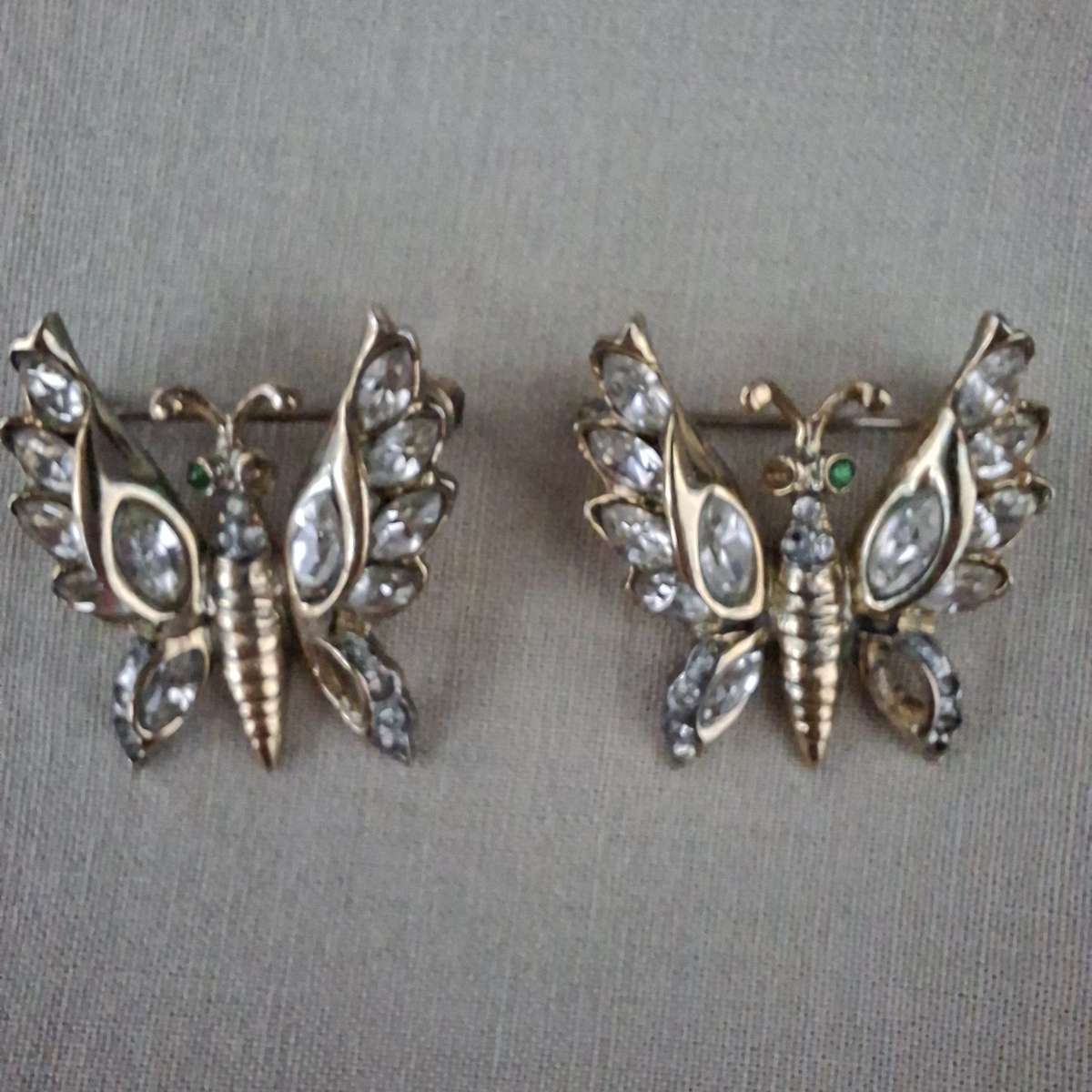 Pair Gilded Stirling silver Coro Crafts Brooches Pins - Mid centuary Vintage jewelry