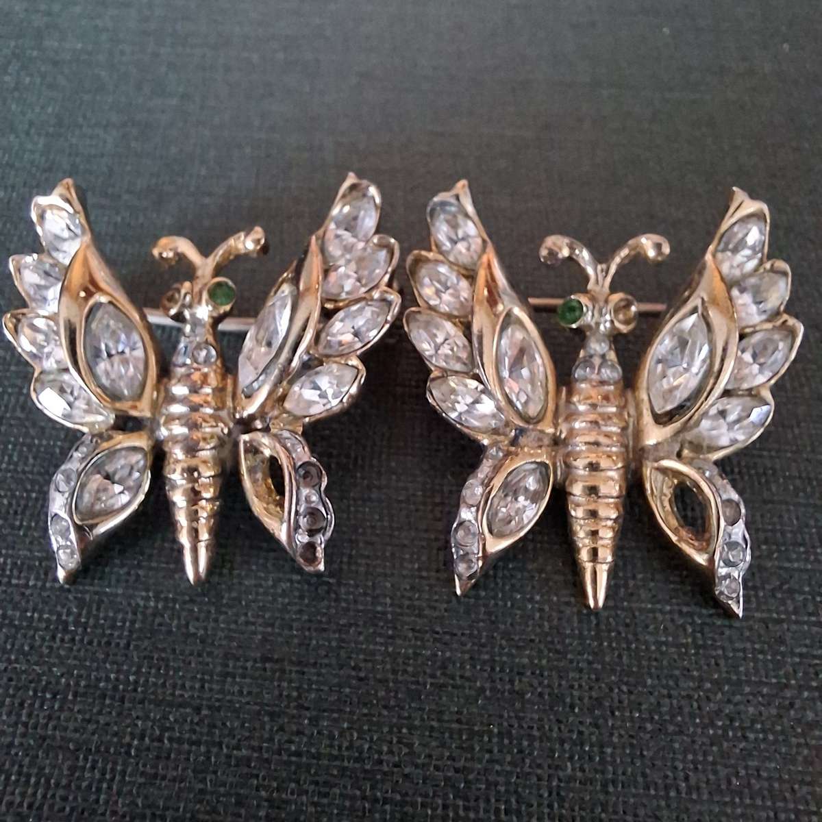 Pair Gilded Stirling silver Coro Crafts Brooches Pins - Mid centuary Vintage jewelry