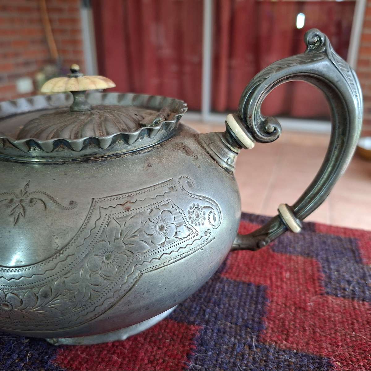 Antique Pewter Tea Pot - hallmarked