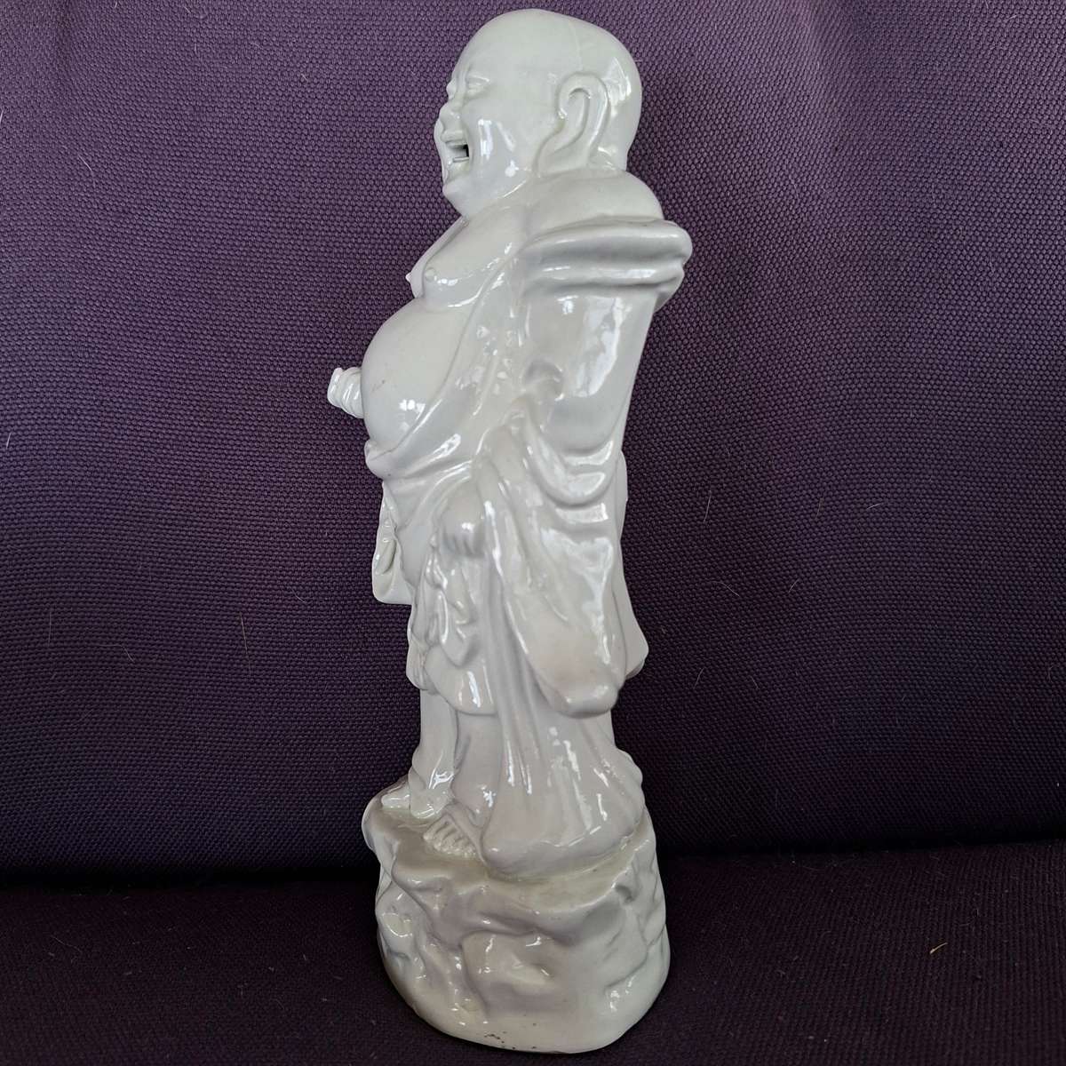 Laughing Buddha - White ceramic porcelain feng shui decor