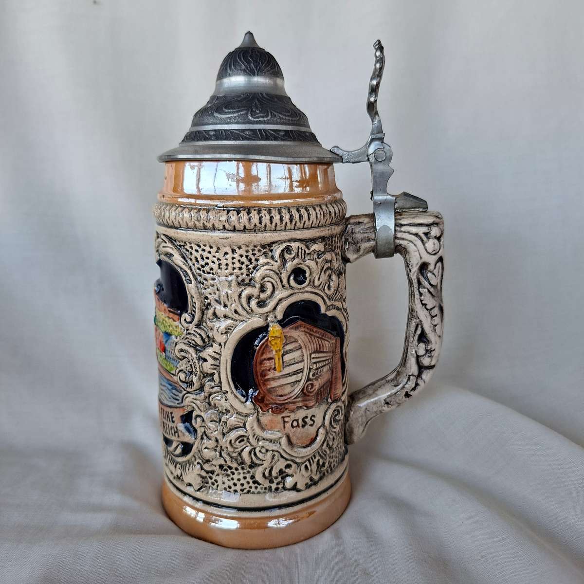 Beer Stein Mug tankard - German lidded - "Heidelberg du feine"