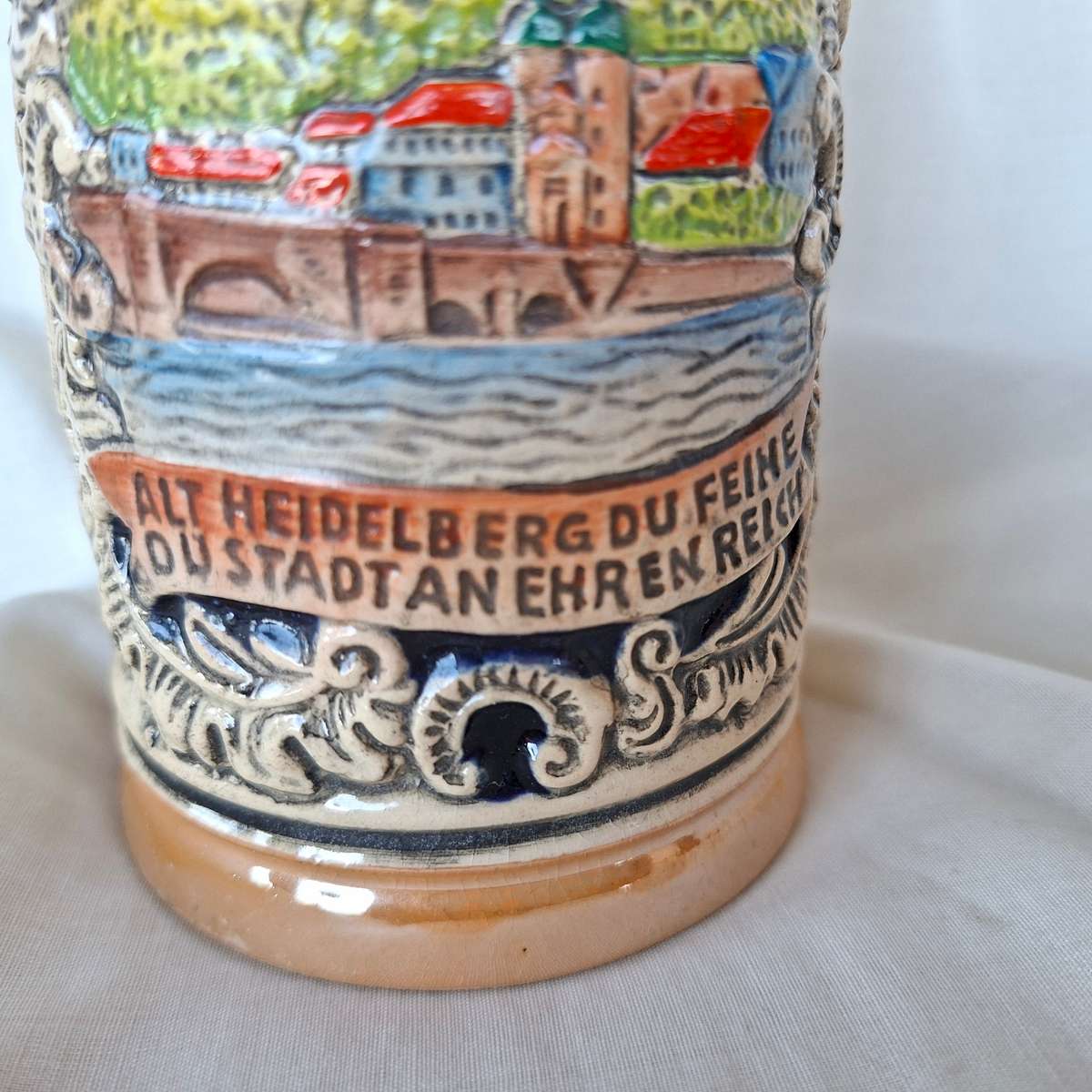 Beer Stein Mug tankard - German lidded - "Heidelberg du feine"