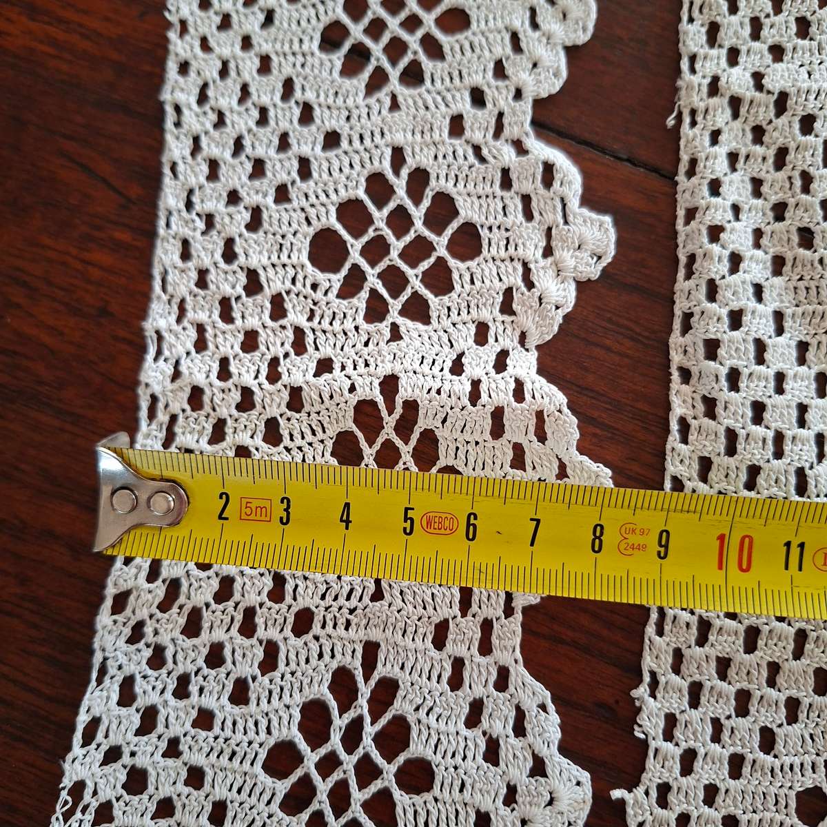 Handmade crochet lace tatting 8.5 cms x 210 approx