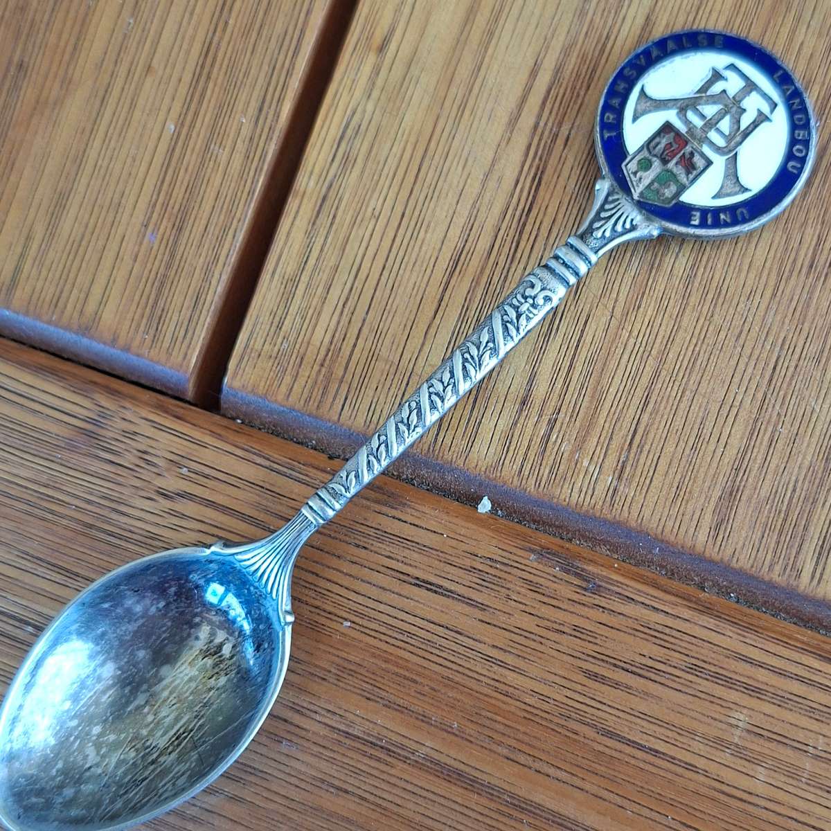 Enamelled TVL Transvaal Landbou Unie Teaspoon  10.5 cms