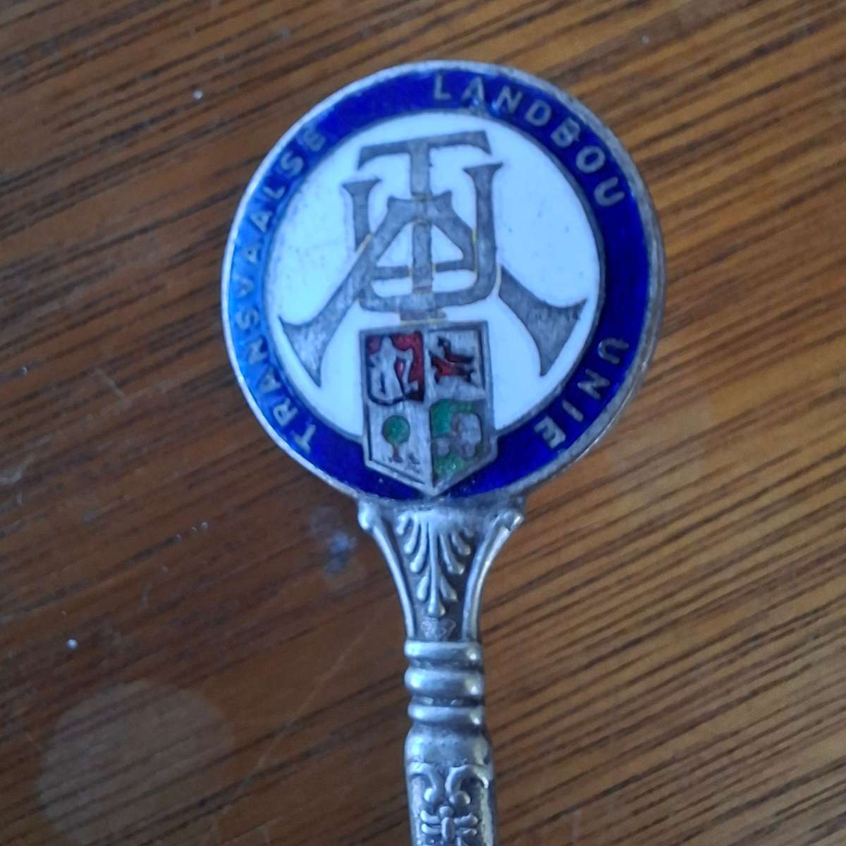 Enamelled TVL Transvaal Landbou Unie Teaspoon  10.5 cms