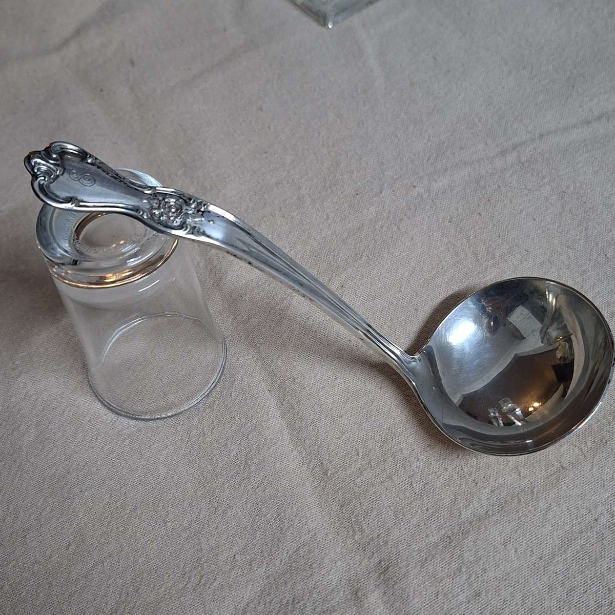 Silver Plate Gravy sauce ladle 16 cms  "E" monogram