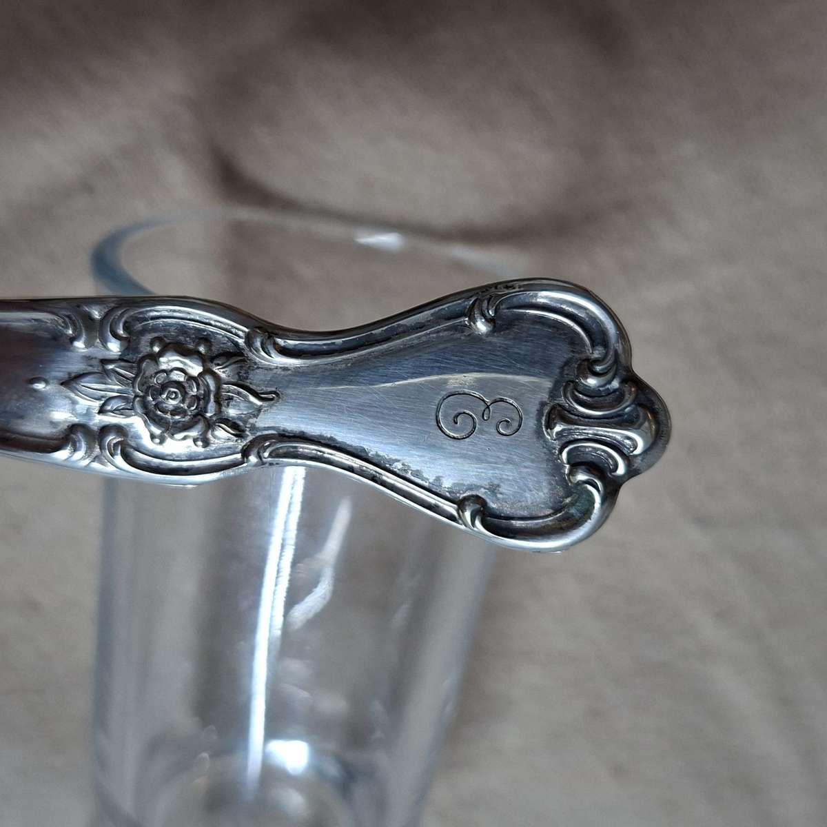 Silver Plate Gravy sauce ladle 16 cms  "E" monogram