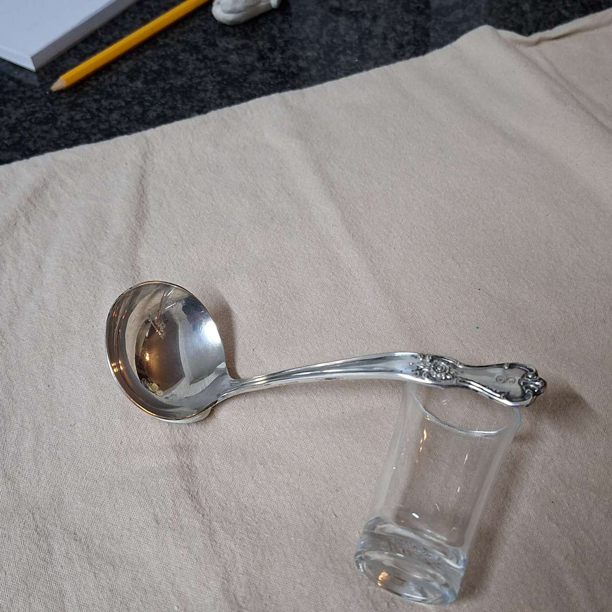 Silver Plate Gravy sauce ladle 16 cms  "E" monogram