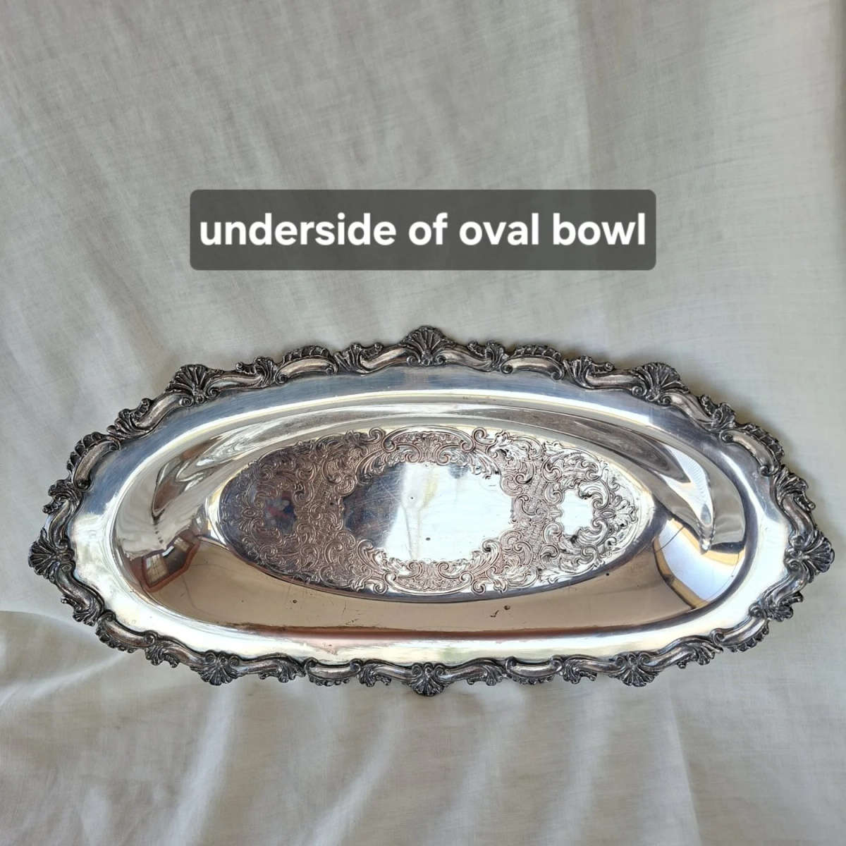 Silver plate on copper dish - Old English 18th cent Reproduction - decorative serving piece