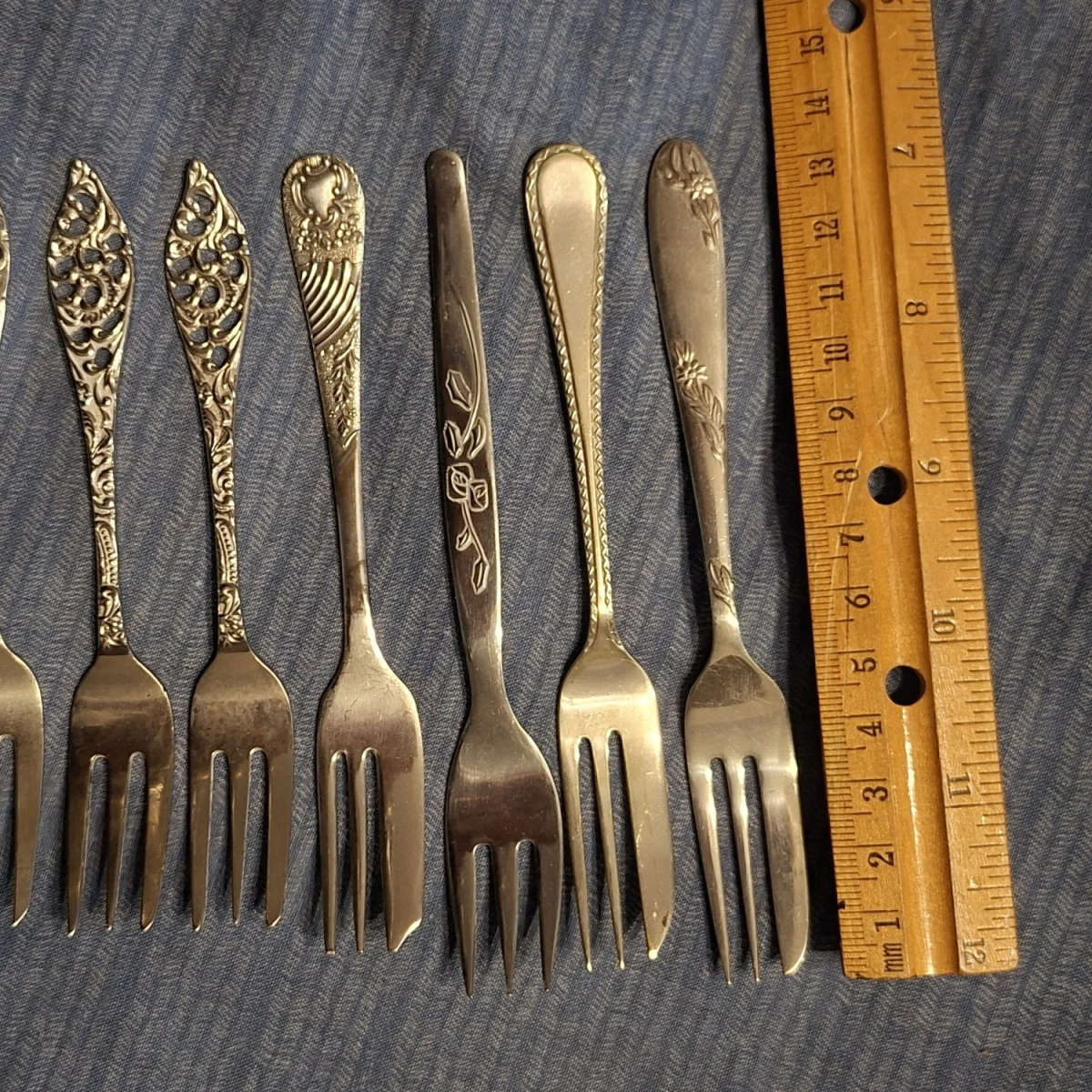 7 cake forks - different designs