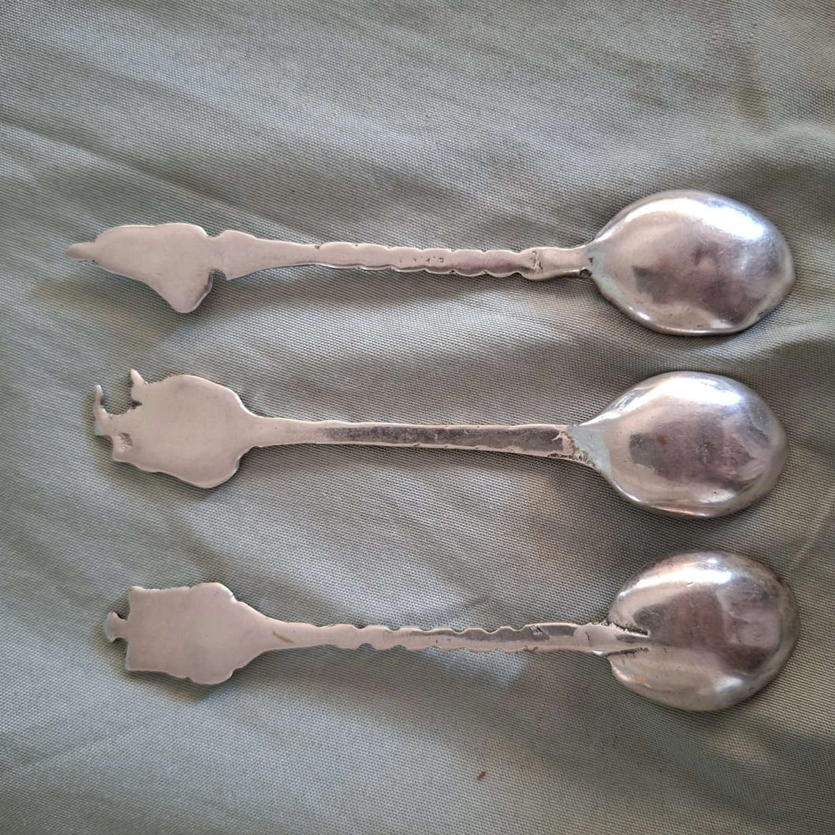 3 Dutch teaspoons - ornate with figurines
