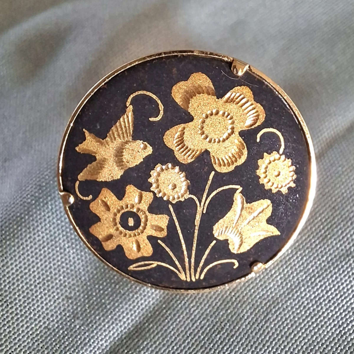Vintage Damascene Brooch