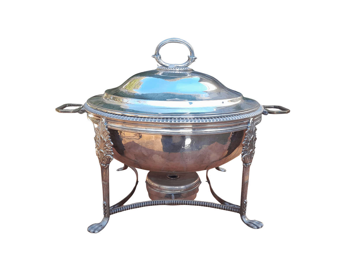 A 20th Century Victorian Style Silver-Plate Entrée Dish On Burner