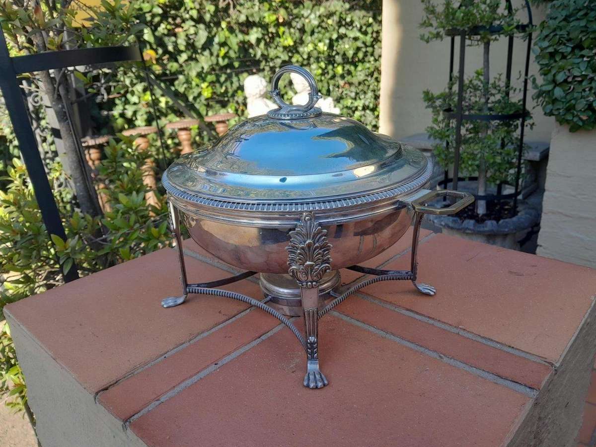 A 20th Century Victorian Style Silver-Plate Entrée Dish On Burner