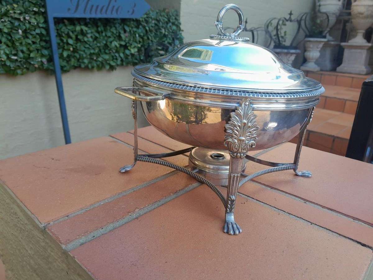 A 20th Century Victorian Style Silver-Plate Entrée Dish On Burner