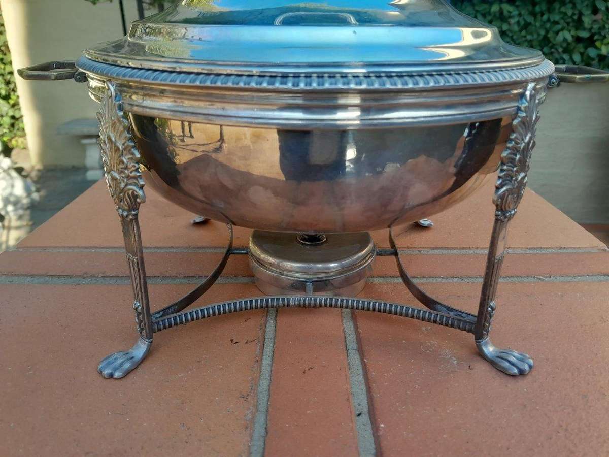 A 20th Century Victorian Style Silver-Plate Entrée Dish On Burner