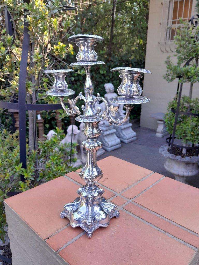 An Antique Victorian Silver-Plate Candelabra on Feet