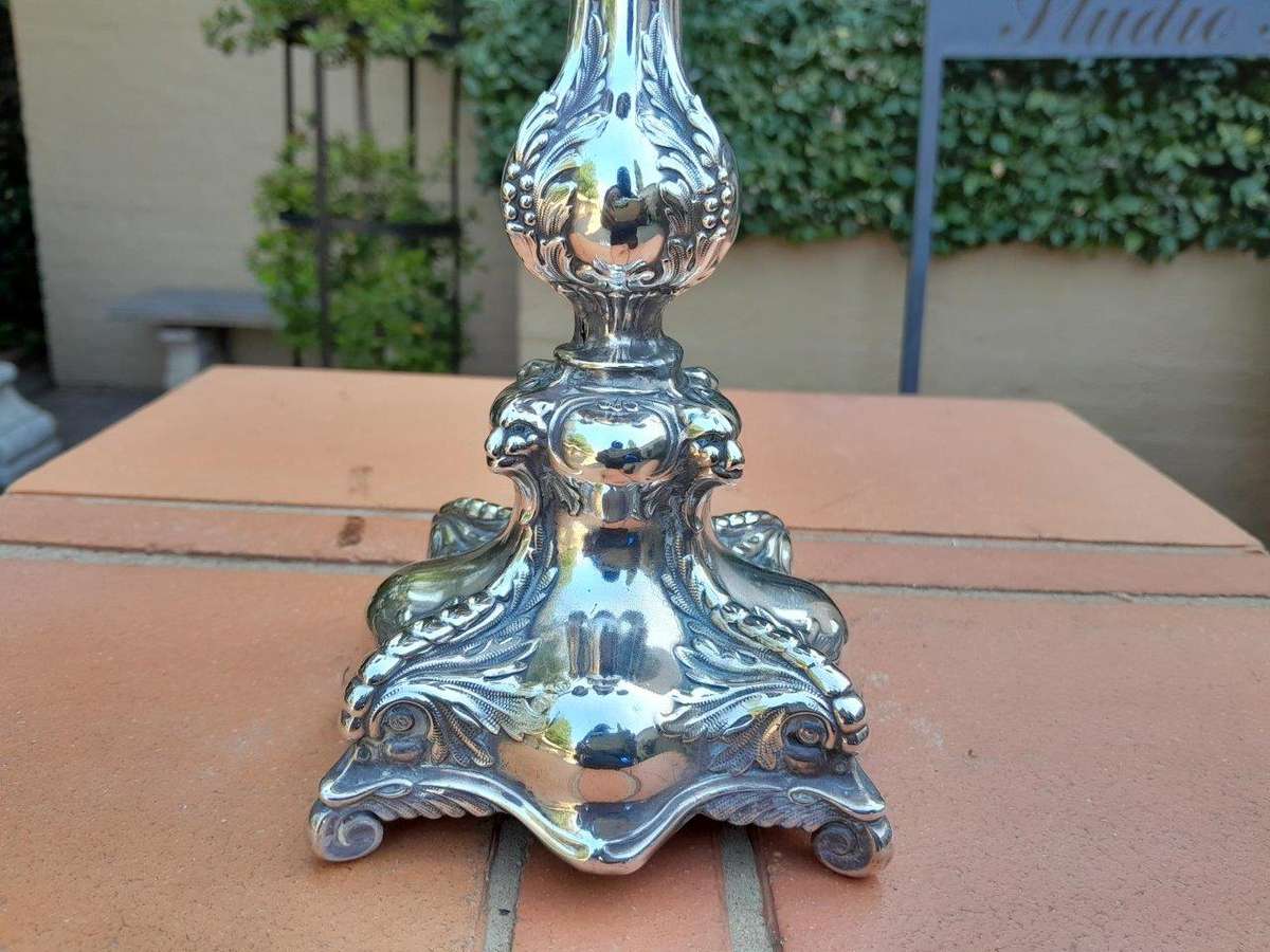 An Antique Victorian Silver-Plate Candelabra on Feet