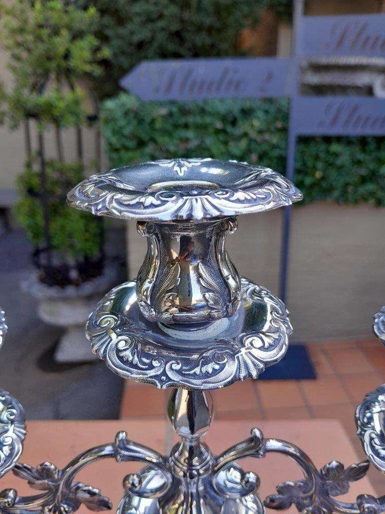 An Antique Victorian Silver-Plate Candelabra on Feet