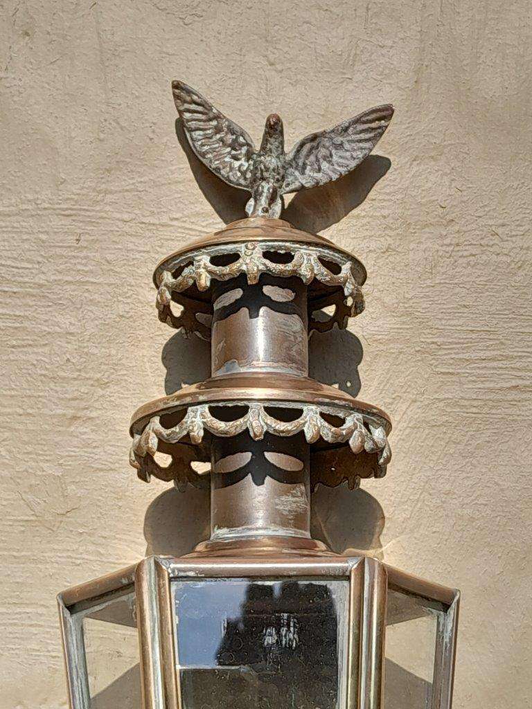 A 19th Century  Victorian Pair of Brass Carriage Lanterns with Eagles 