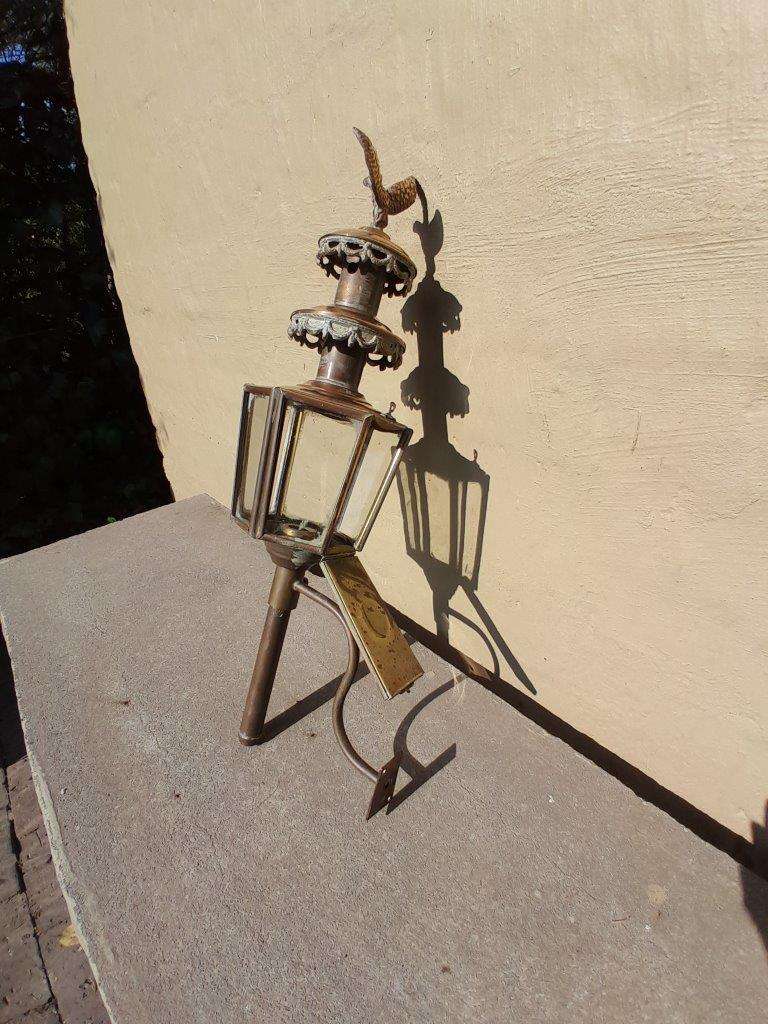 A 19th Century  Victorian Pair of Brass Carriage Lanterns with Eagles 