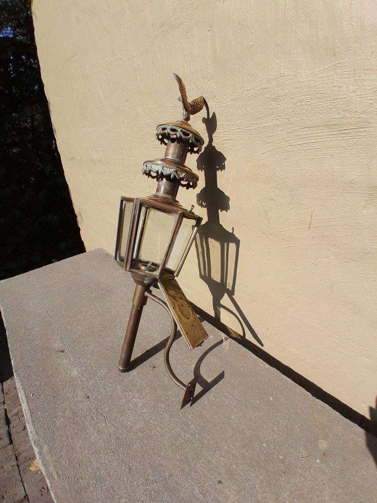 A 19th Century  Victorian Pair of Brass Carriage Lanterns with Eagles 