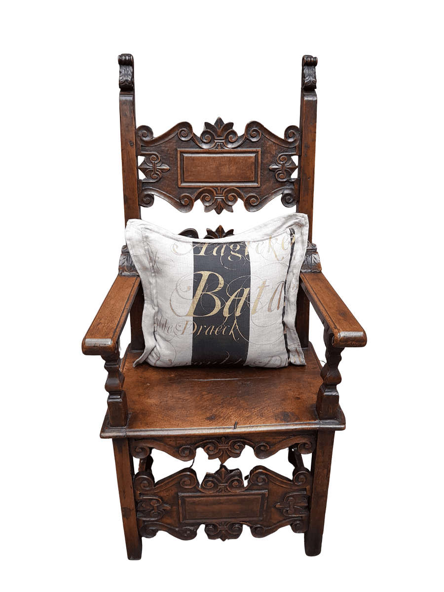 A Custom Handmade for The Crown Collection Script Fabric Scatter Cushion