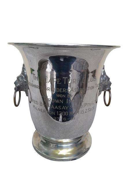 A 20th Century Circa 1980s Silver Plate Champagne / Wine Cooler With Engravings