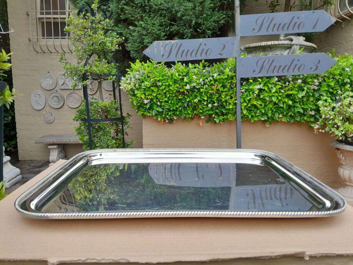 A Silver Plate Rectangular Tray By Lambidis