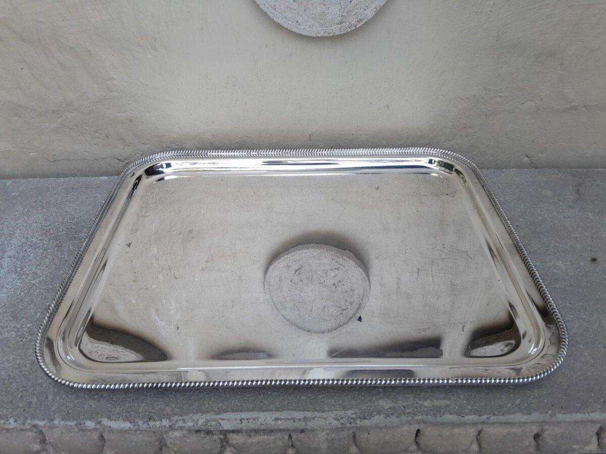A Silver Plate Rectangular Tray By Lambidis