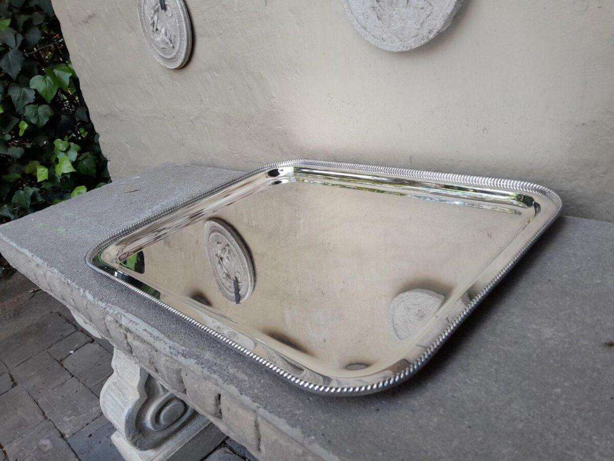 A Silver Plate Rectangular Tray By Lambidis