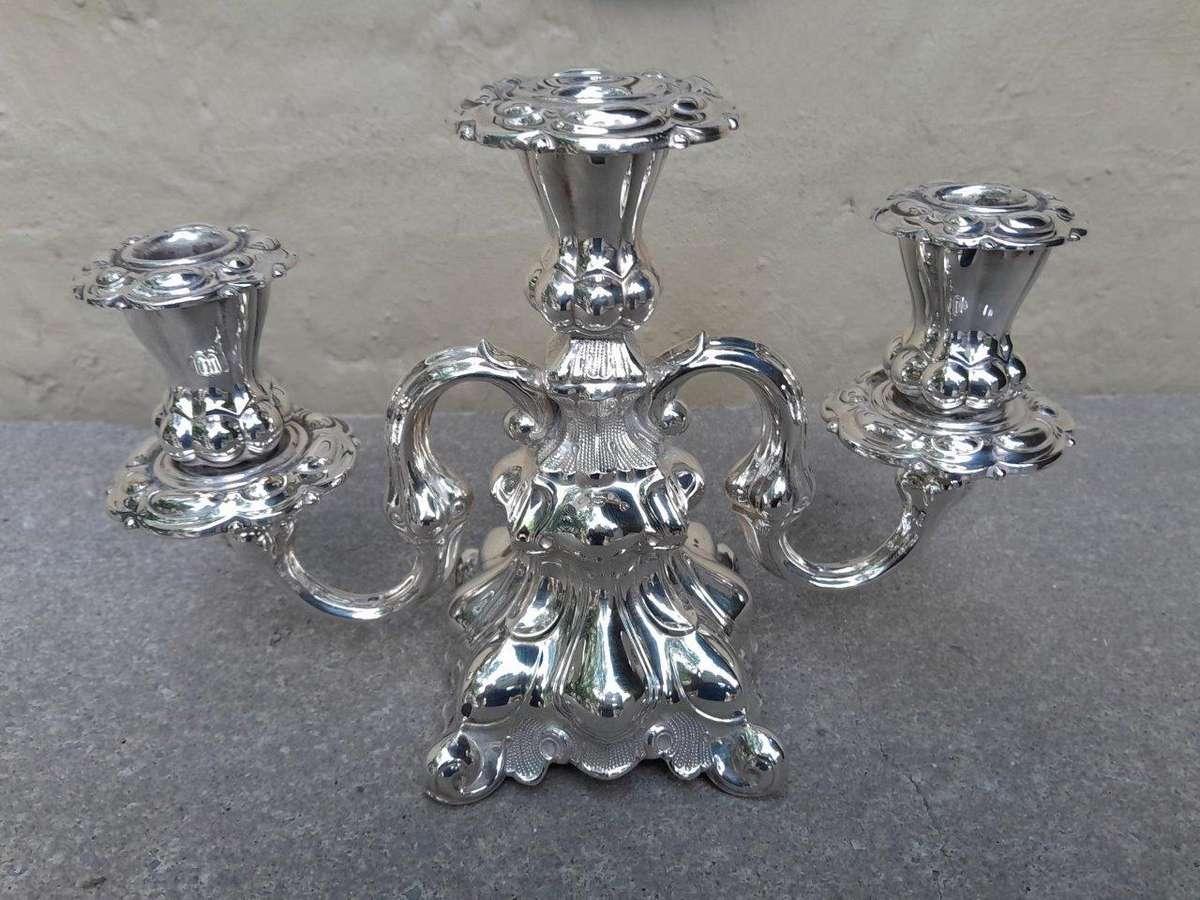 A French Rococo Style Silver Plate Candelabra