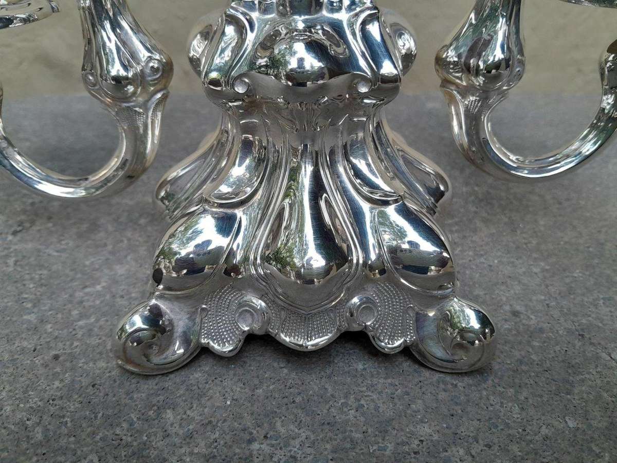 A French Rococo Style Silver Plate Candelabra