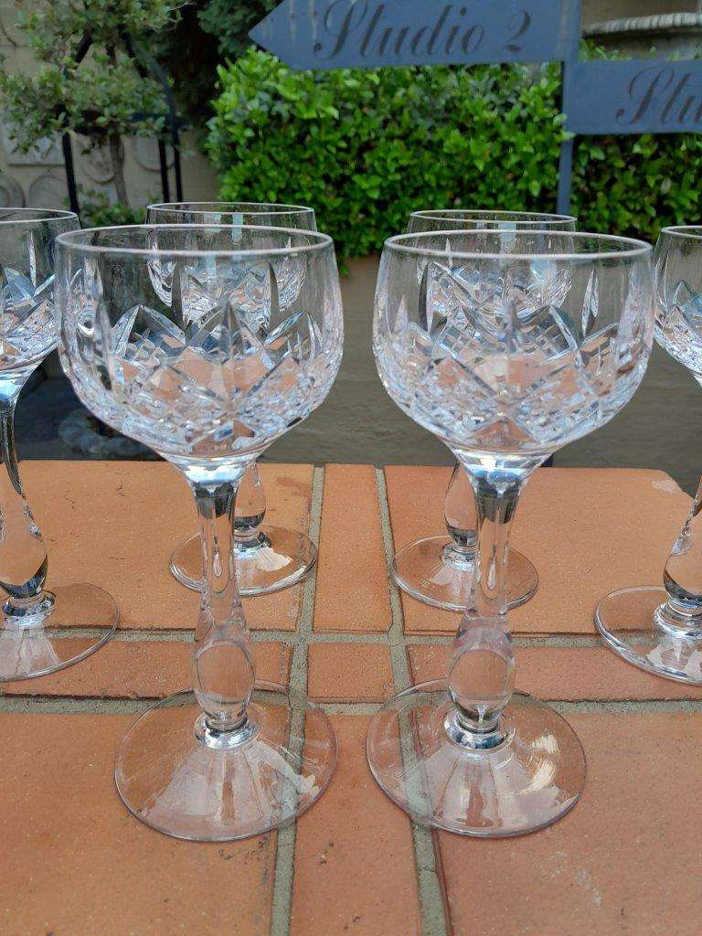 A Set Of Six Stuart Crystal  Hock Glasses
